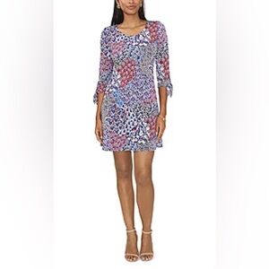 NEW MSK 3/4 Sleeve Abstract Shift Dress PS